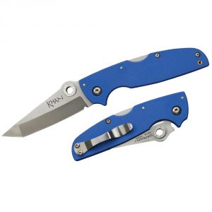 Cold Steel 54T Khan Folding Knife 3" Tanto Blade, Blue G10 Handles - KHAN 54T